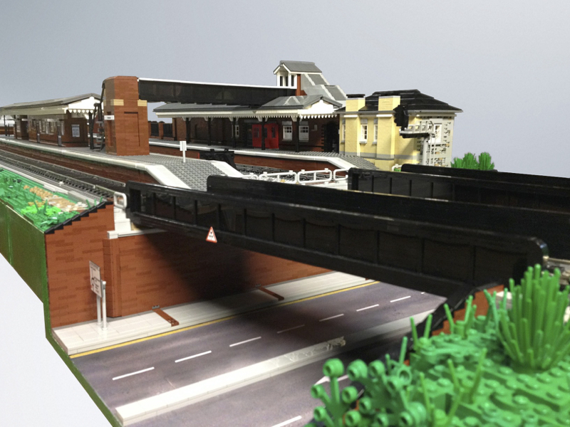 A view from the southwest of Fareham station as depicted on my Lego layout